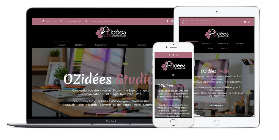 creation du site internet ozidees studio en responsive design